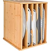 Digowers Cookie Sheet Organizer for Cabinet, 6 Tier Sheet Pan Organizer, Baking Sheet Organizers Inside Cabinet, Bamboo Kitchen Organizer for Bakeware and Cutting Board