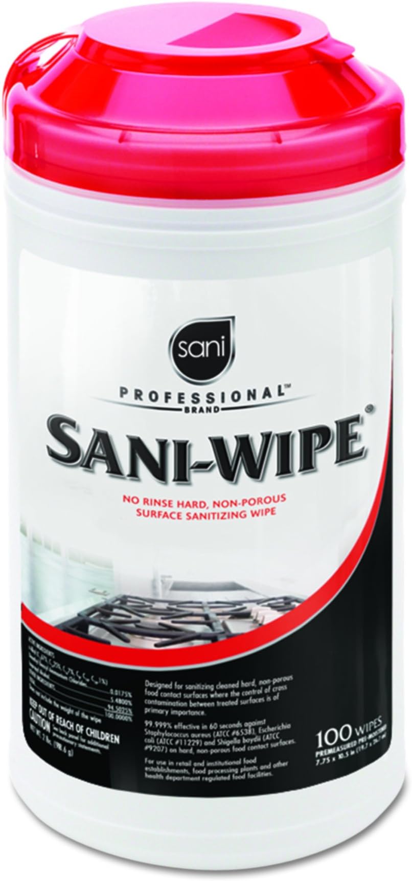 Sani Professional Q94384 Sani-Wipe Sanitizing Wipes, 7 3/4" x 10 1/2", White, 100 Per Can (Case of 6 Cans)