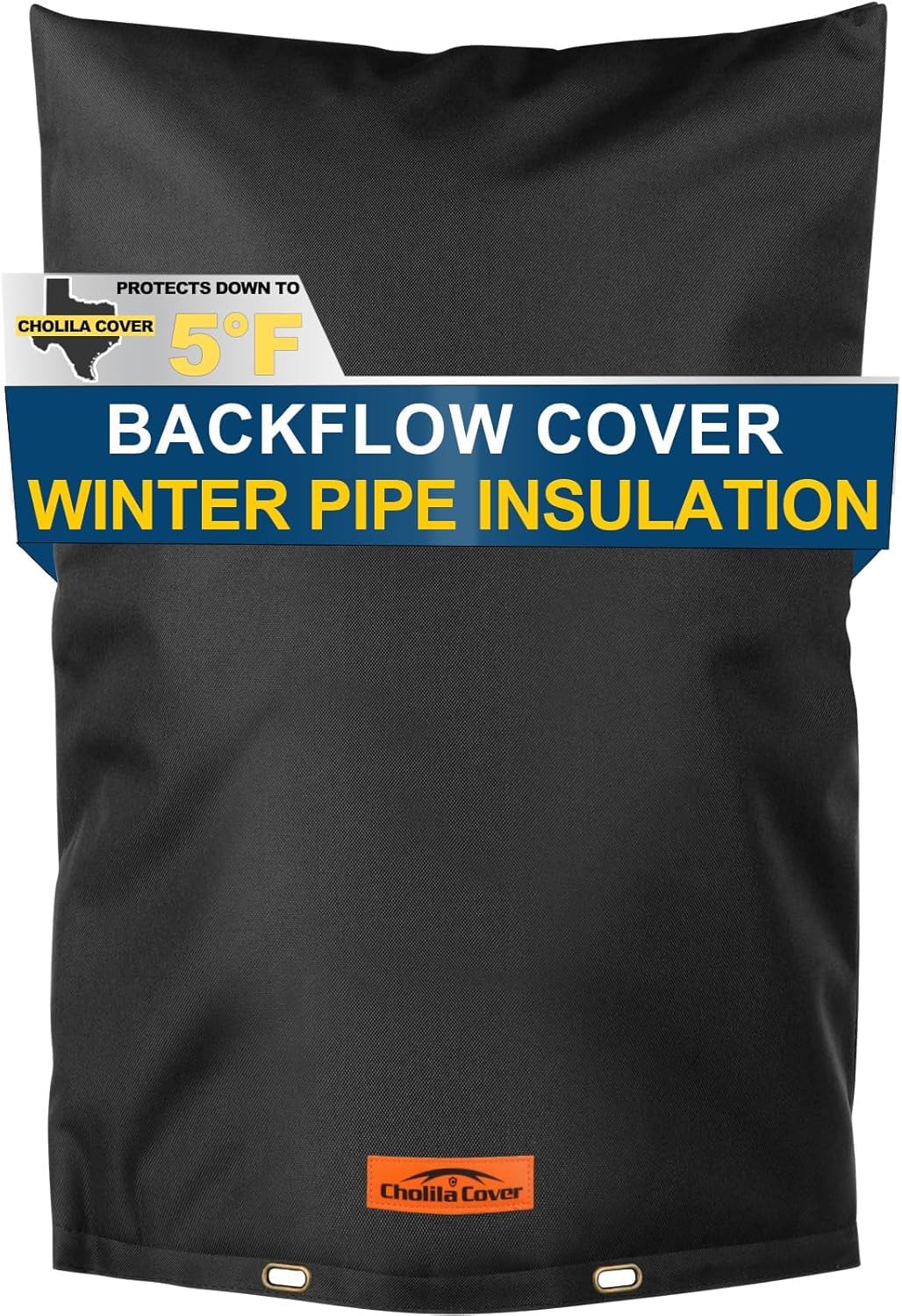 Cholila Cover Backflow Preventer Cover Insulated (5˚F) - 18" W x 34" H Backflow Cover for Winter Pipe Freeze Protection - Sprinkler Covers for Outside - Double Wall Insulation Cover Black Image