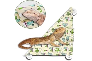 ZBJBinCH Bearded Dragon Hammock with Pillow, Swing Hanging Reptile Bed Lounger, Reptile Cover Substrate Tank Accessorie with Suction for Axolotl Bearded Dragon Geckos Lizard Terrariums Accessories
