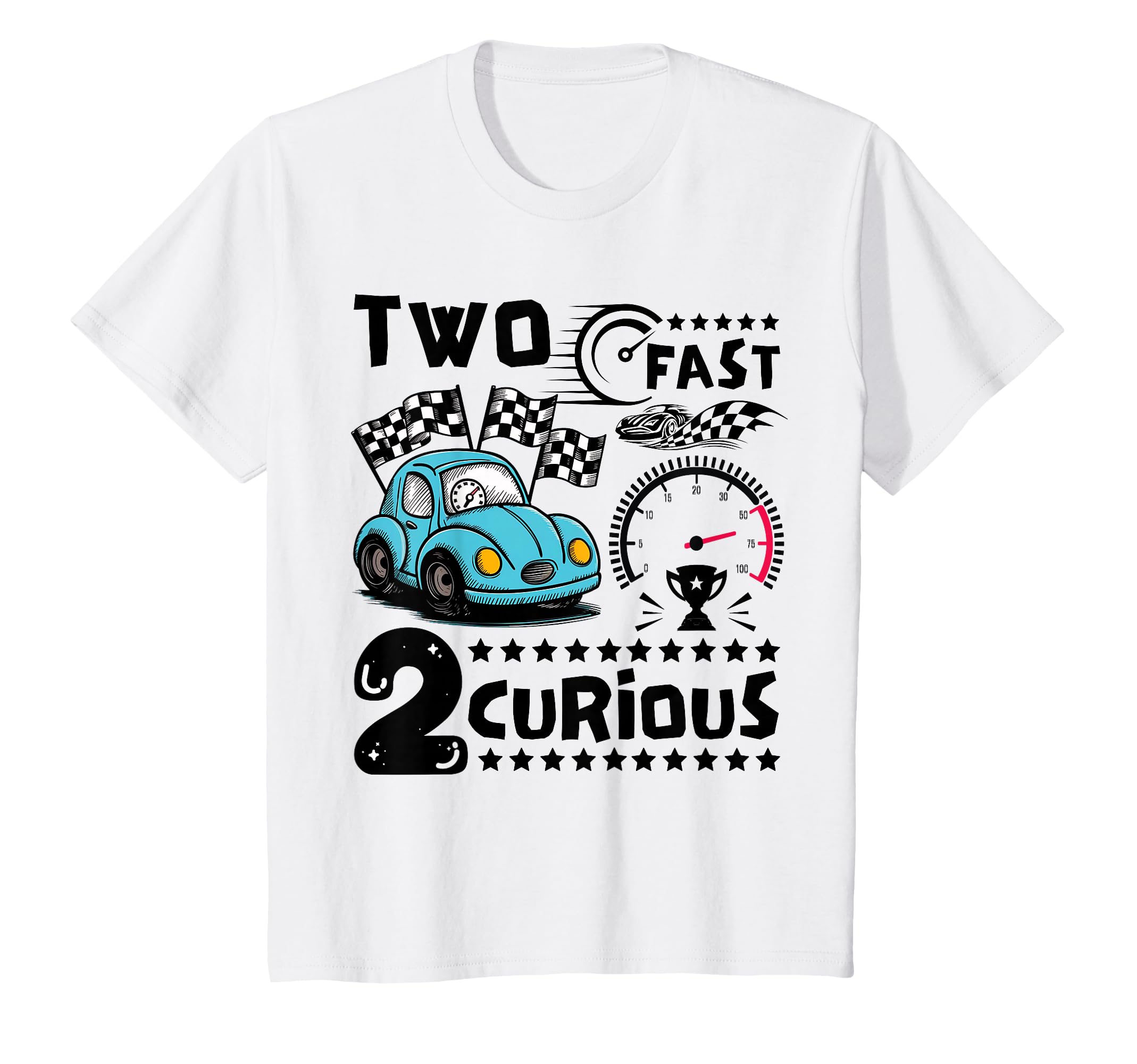 Photo 1 of 2 Fast 2 Curious Racing Car 2nd Birthday Boys Family Kids T-Shirt 2T