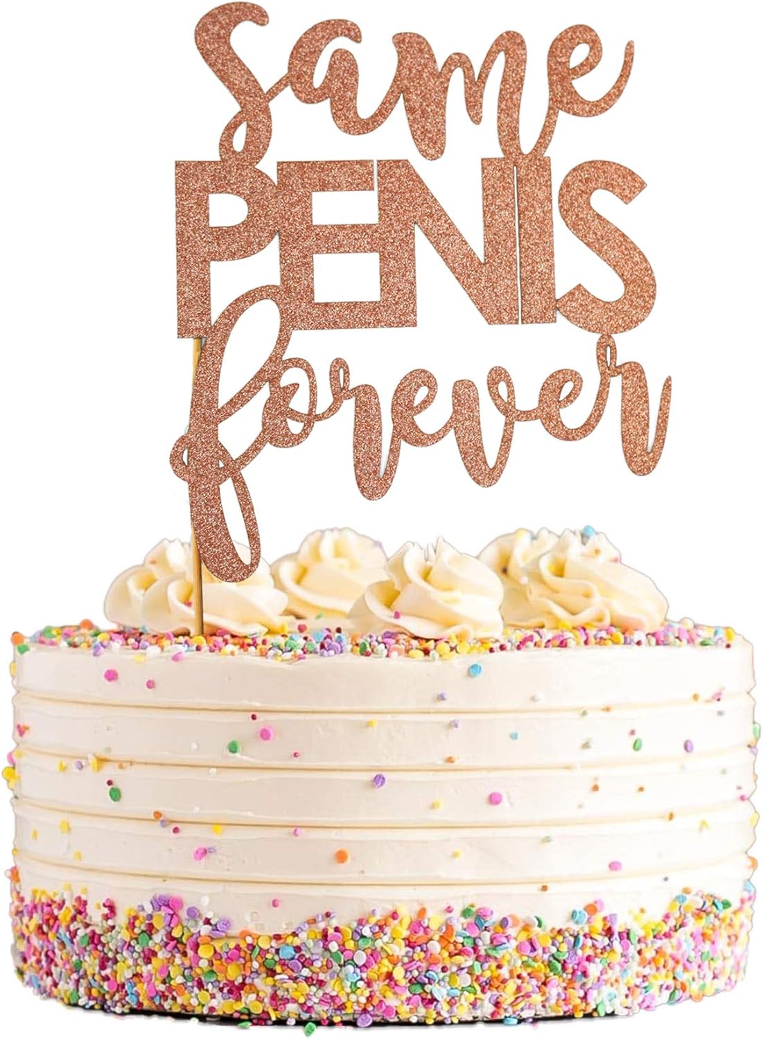 Rose Gold Glittery Bachelorette Party Cake Topper Bridal