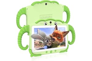 okulaku Kids Tablet 7 inch Toddler Tablet for Kids 2GB + 32GB Android System with WiFi Dual Camera Shockproof Case Child Learning PC with Parental Control, Preinstalled Educational Games, Green