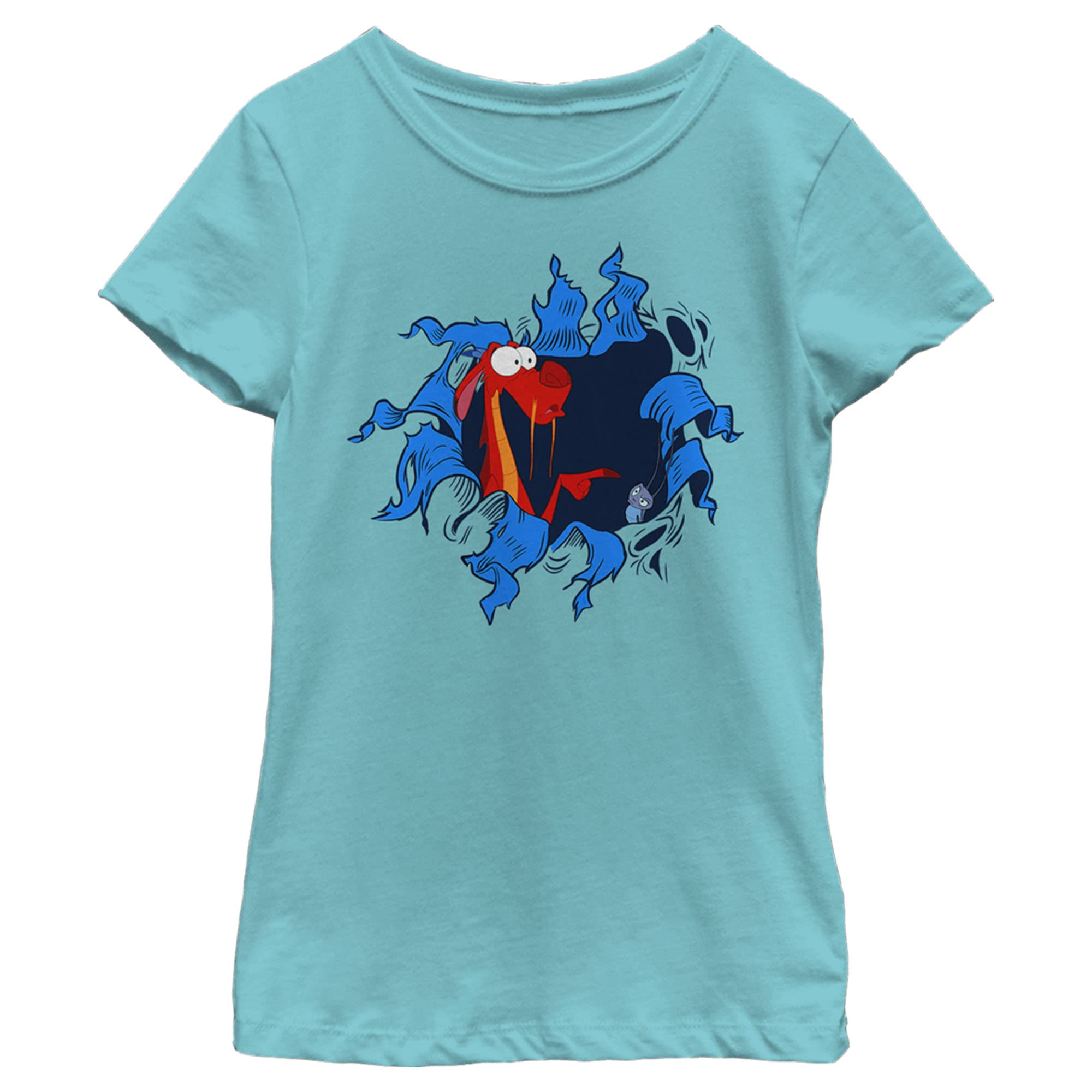 Disney Girl's Oh Mushu T-Shirt, Tahi Blue, X-Large