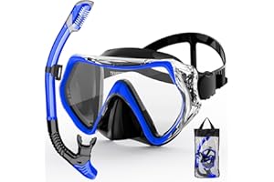 ZIPOUTE PRO Snorkeling Gear for Adults, Snorkel Mask Adult Snorkel Set, Anti-Fog Scuba Diving Mask Panoramic View Scuba Gear, Tempered Glass Snorkel Goggles Swim Masks for Adults