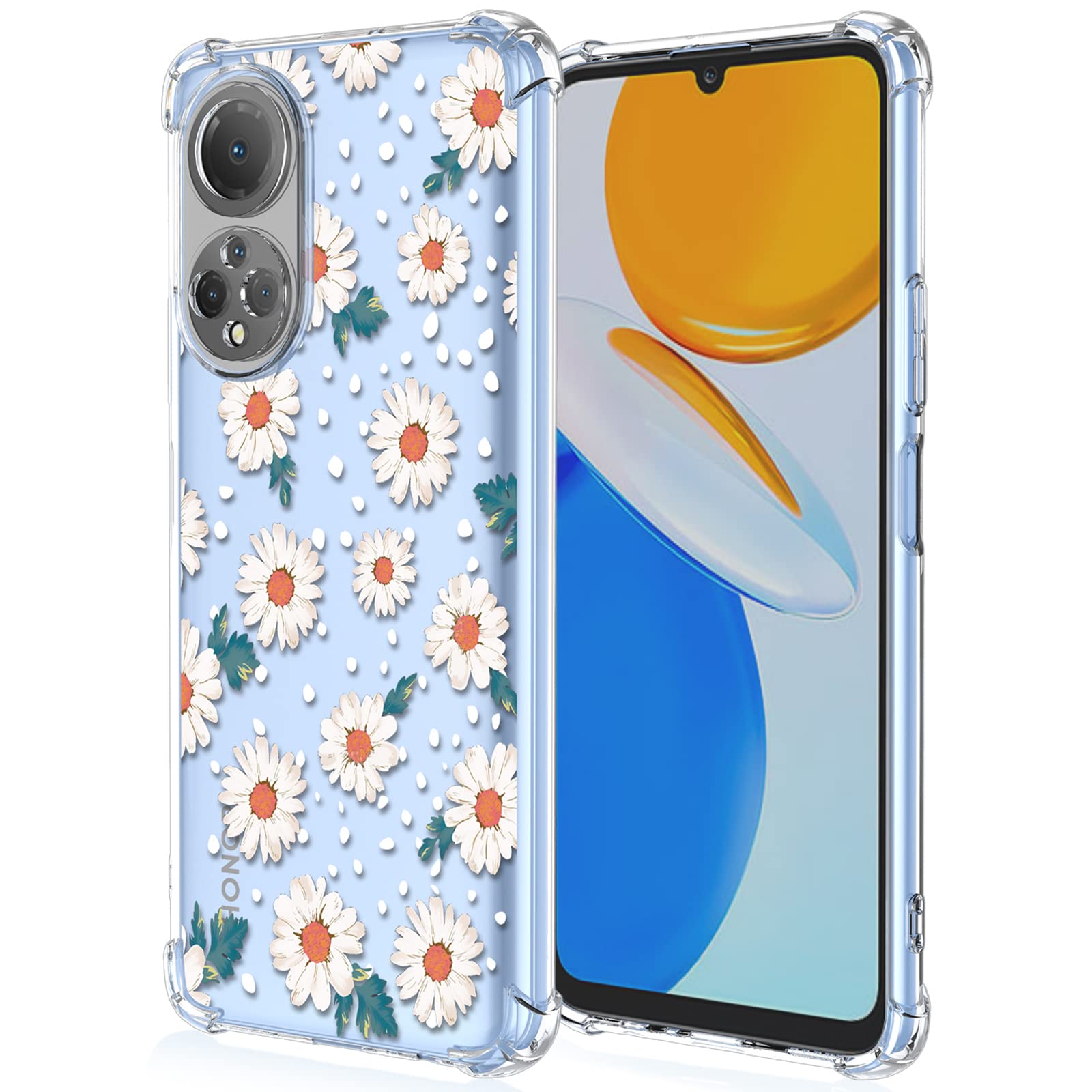 XINYEXIN Case for Honor X7, Painting Flower Pattern Clear Case Soft TPU Silicone Case Slim Shockproof Bumper Girl Women Phone Cover - Daisy