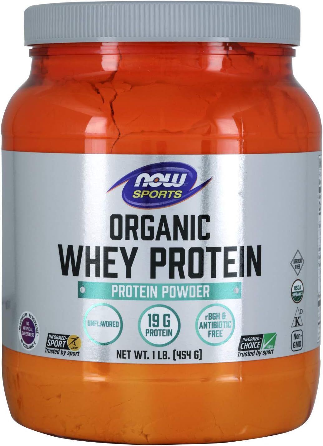NOW Sports Nutrition, Certified Organic Whey Protein 19 g, Unflavored Powder, 1-Pound: Health & Personal Care