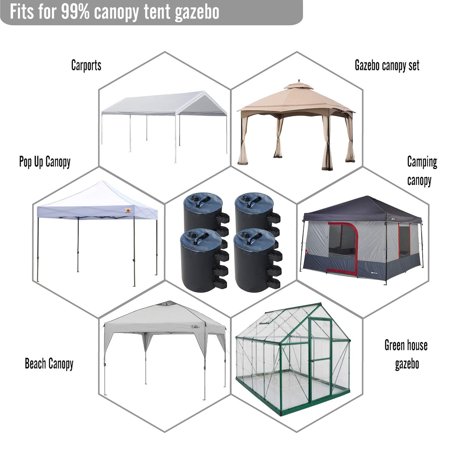 4pcsPack ABCCANOPY Canopy Water Weights Bag Portable Leg Weights Water