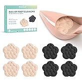 Ball of Foot Cushions for Women - Welnove Floral Design Metatarsal Pads for Pain Relief High Heels Insert Comfort Non Slip Forefoot Cushion for Pumps, Flats, Stilettos (Black & Beige, 4 Pairs)