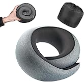 Optixion Travel Pillow, 100% Pure Memory Foam Neck Pillow for Airplanes, Comfortable Breathable Cover, Travel Essentials for Plane, Car, Train and Home, Gray