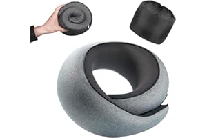 Optixion Travel Pillow, 100% Pure Memory Foam Neck Pillow for Airplanes, Comfortable Breathable Cover, Travel Essentials for Plane, Car, Train and Home, Gray