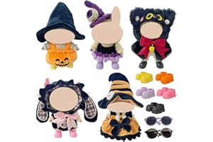Ezcora 5 Sets Halloween Clothes for 17cm Doll, Pumpkin, Witch, Black Cat & Bunny Costumes, 6.7-Inch Doll Accessories, Halloween Outfits Costume include Colorful Shoes and Glasses, Gift Idea (No Dolls)