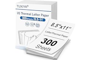 TUXIYA 300 Sheets Thermal Printer Paper 8.5 x 11 Inch,BPA free Advanced Thermal Printing, US Letter Size Thermal Paper Compatible Most Portable Printers