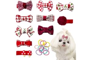 LCICLLY Red Dog Hair Clips and Rubber Bands Small Dog Bows Burgundy Cute Pet Grooming Accessories Alligator Clips Stay In Hair Dark Red Barrettes Hairpin Pet Headdress Bowknot Yorkie Puppy Maltese Girls Dogs
