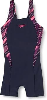 Speedo Girls Hyperboom Splice Legsuit Navy Pink 5-6 Chlorine Resistant view 4