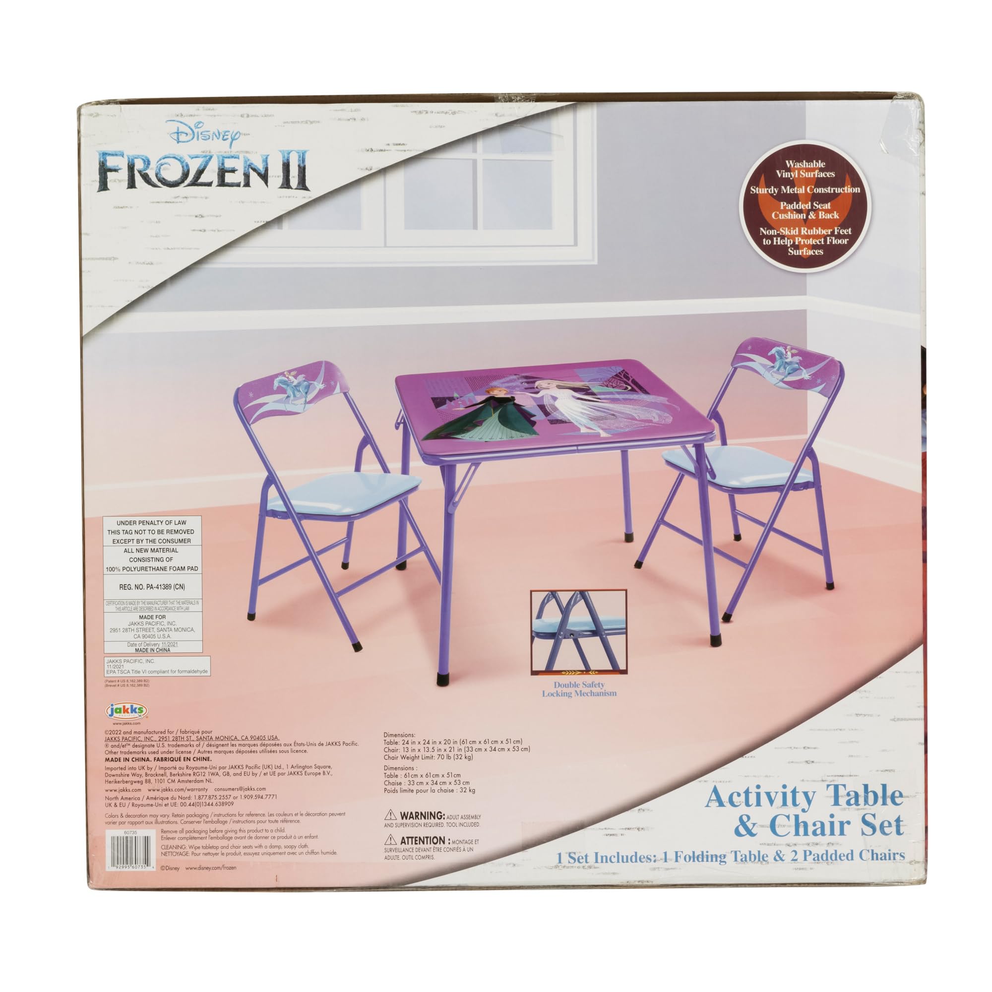 Disney Frozen Kids Folding Table & Chairs Set for Kid and Toddler 36 Months Up to 7 Years, Includes: 1 Table (24