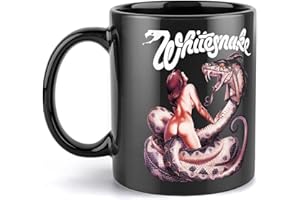 Coffee Mug Whitesnake Ceramic Tea Cup for Cocoa Cappuccino Latte Cereal Dishwasher 12OZ Black, Easy to Hold