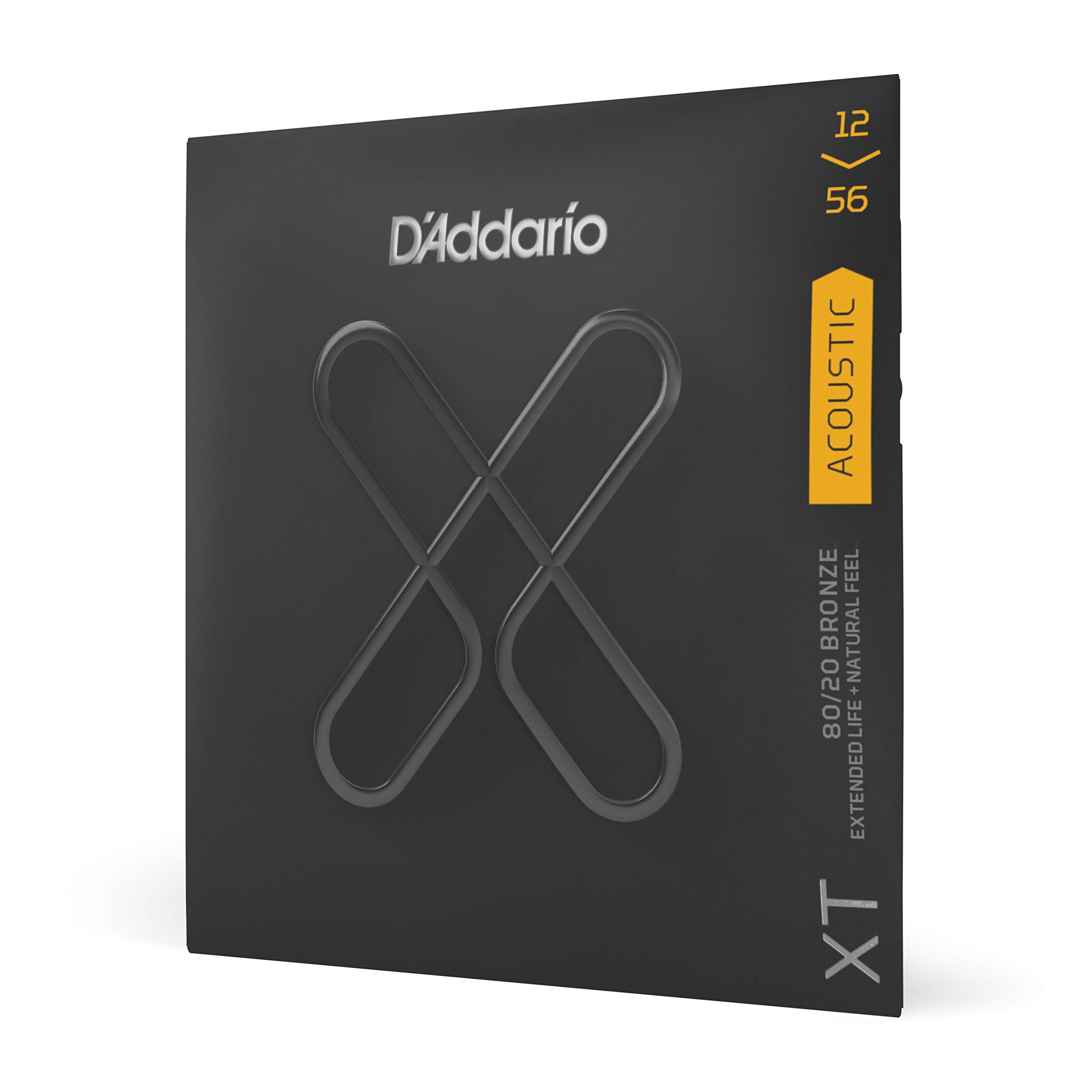 D'Addario Guitar Strings - XT 80/20 Bronze Coated Acoustic Guitar Strings - XTABR1256 - Extended String Life with Natural Tone & Feel - For 6 String Guitars - 12-56 Light Top/Medium Bottom