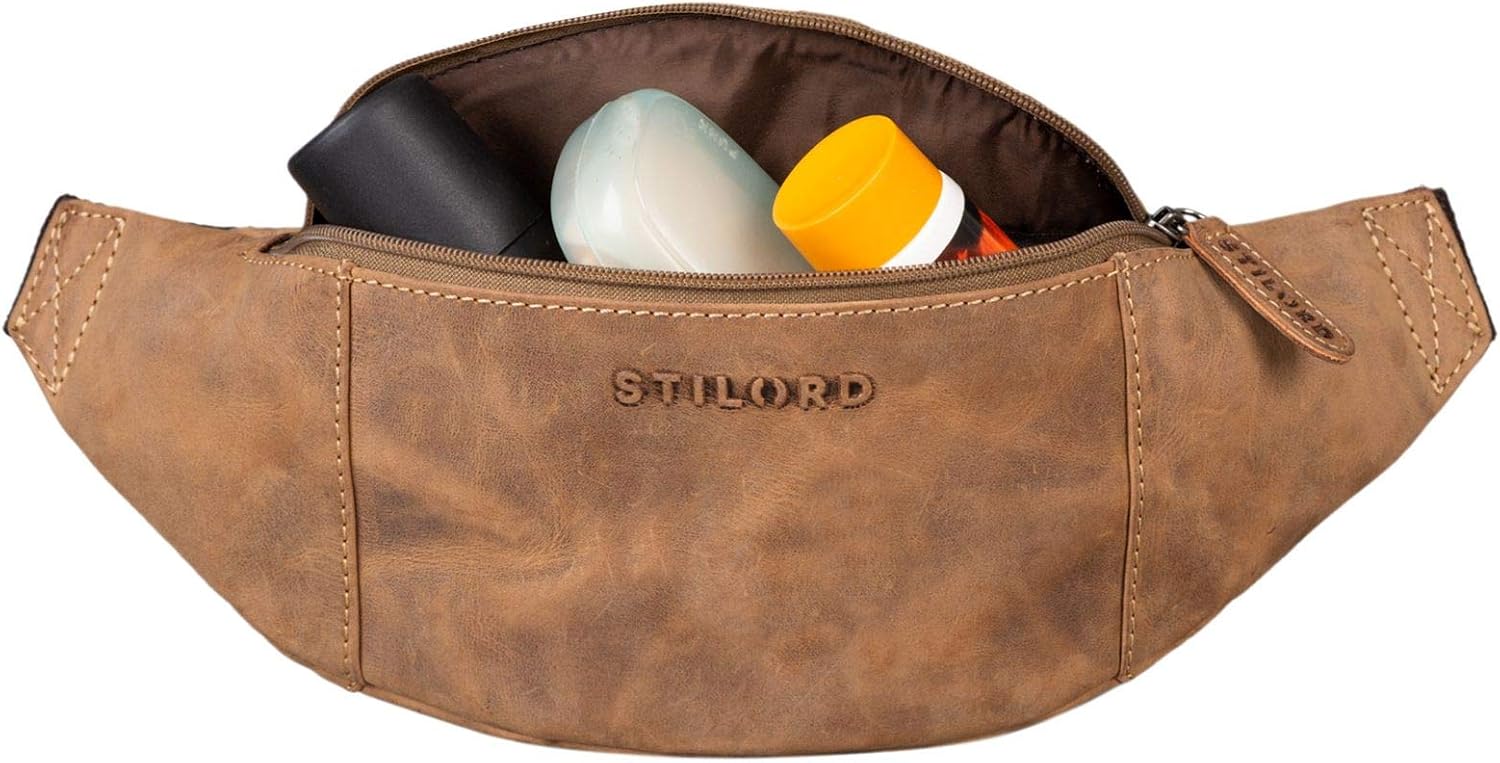STILORD "Shawn" Large Bum Bag Leather Pouch Bag Fanny Pack Vintage Belt Bag for Men and Women Festival Travel Genuine Leather Colour:Used Look - Image 5