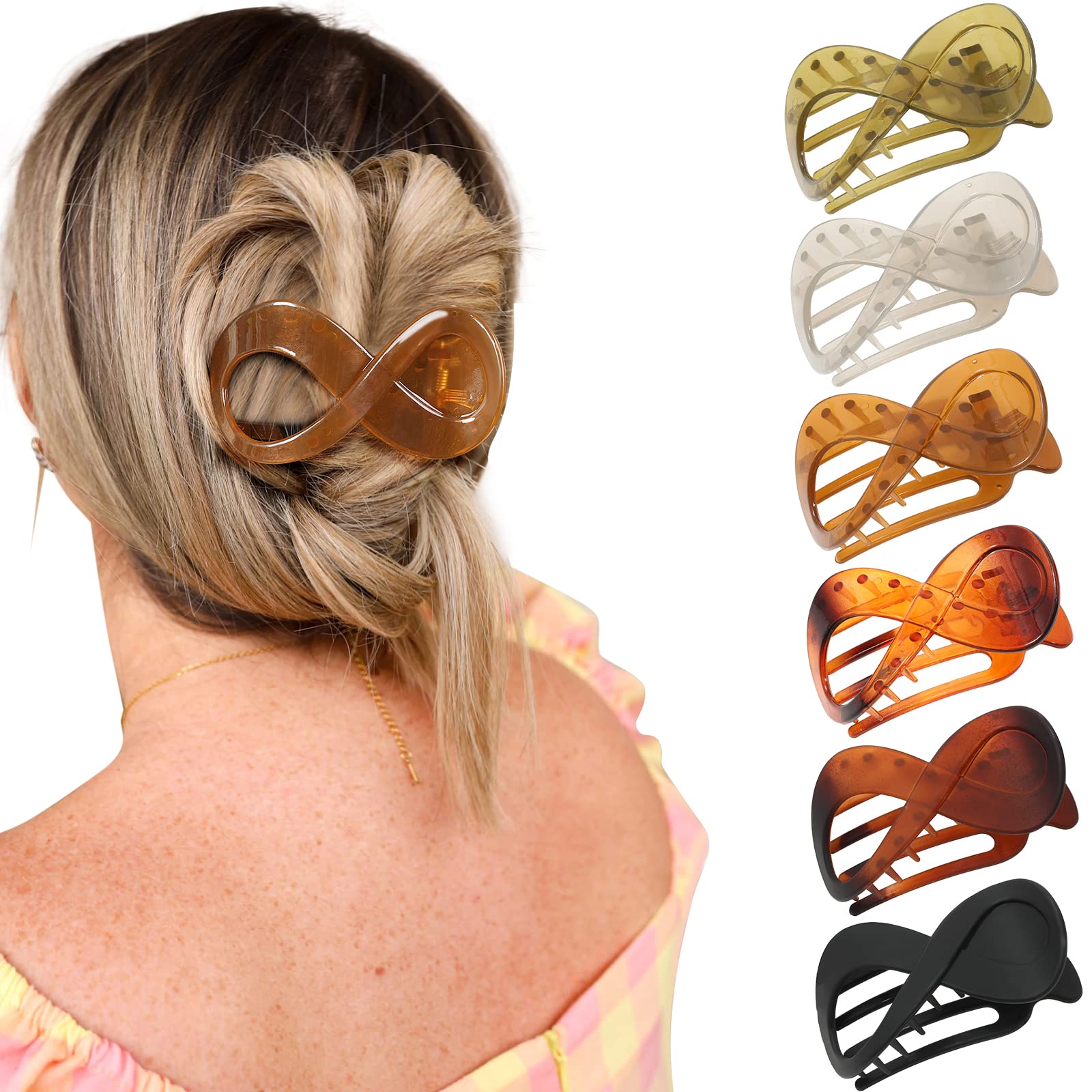 French Concord Flat Hair Clips - 6PCS Curved Hair