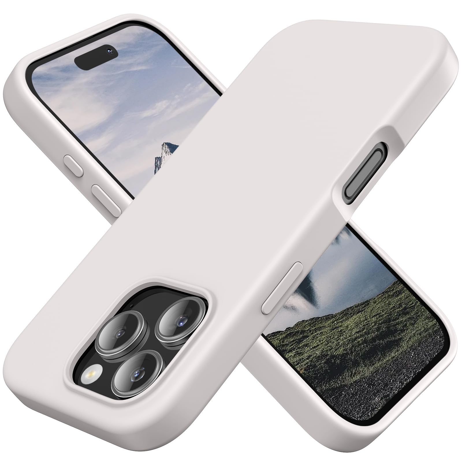TAXXOE Silicone Case Compatible with iPhone 16 Pro Max Case Soft Ultra Slim Protective Shockproof Liquid Silicone Phone Case,Anti-Scratch Microfiber Lining, 6.9" White