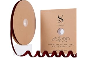 Utehilly Burgundy Christmas Velvet Ribbon for Tree, Gift Wrapping, Flower Bouquet, Wreath Decorations, Bow Making 3/8'', 25 Yards