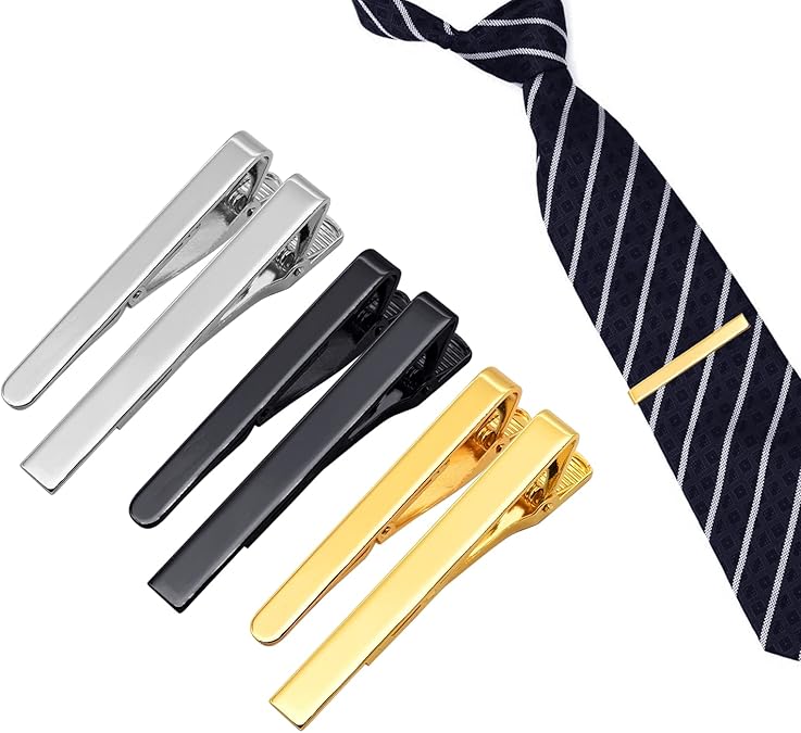 Krawattenklammern Herren Set - 6 Stück In Geschenkbox Matt & Glänzend