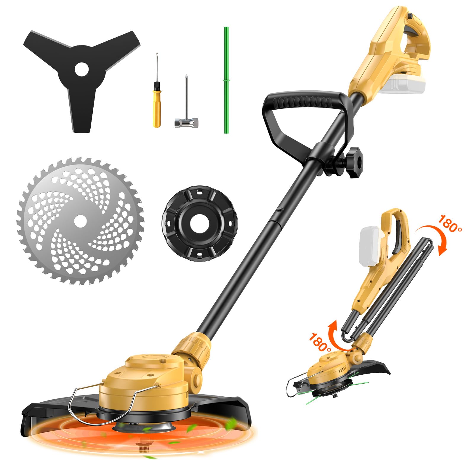 Photo 1 of Cordless  Wacker for Dewalt 20V Battery,Electric Weed Eater with Dual Safty Design,600W High Power Motor,5800RPM String Trimmer for Lawn, Yard and Bush Trimming.         (No Battery)