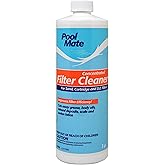 Pool Mate 1-Quart Concentrated Pool Filter Cleaner, Made in USA | Greatly Improves Filter Life and Efficiency, For use with Sand Filters, Cartridge Filters, and Diatomaceous Earth Filters