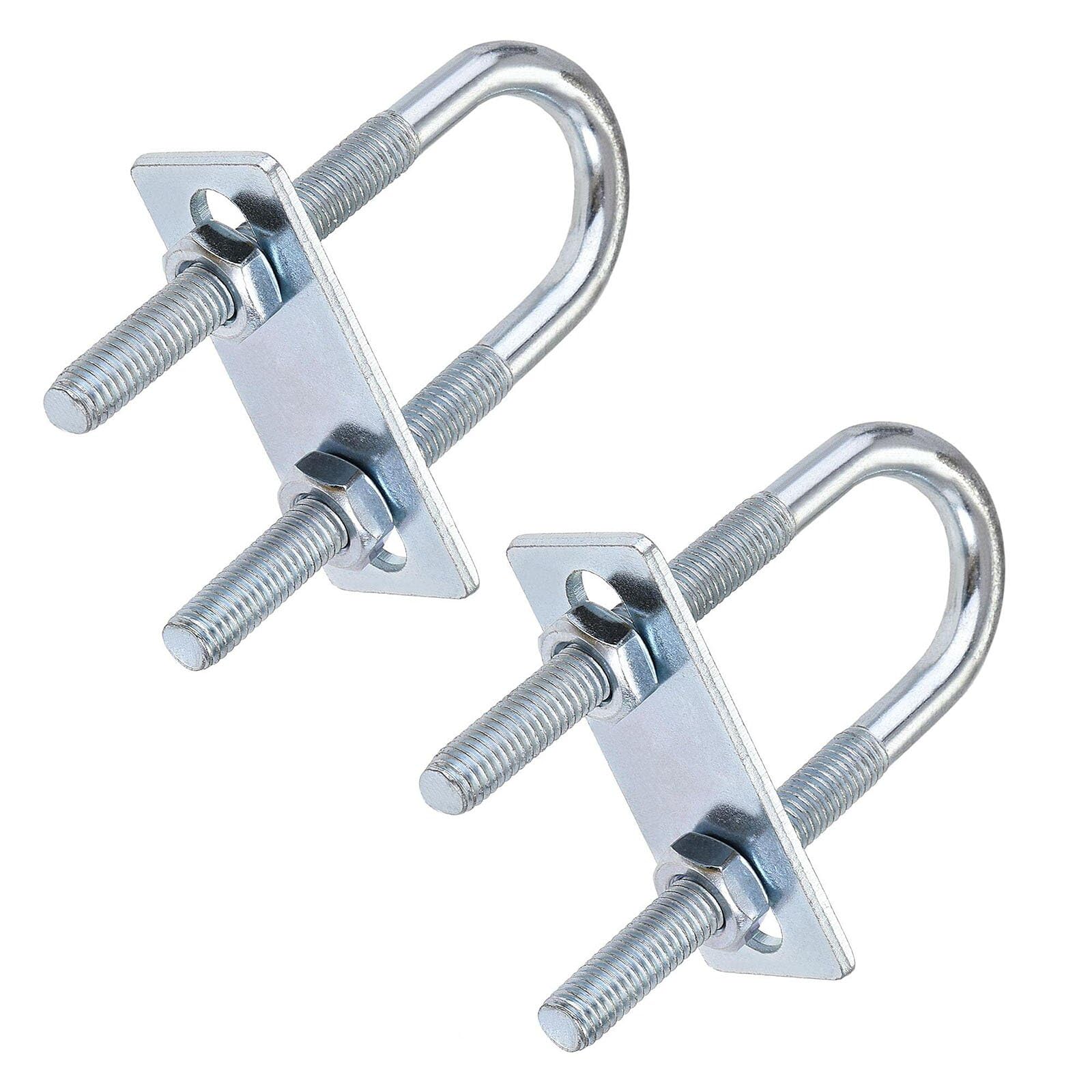 TOP-VIGOR 2 sets M8 Round U-Bolts, 25mm Inner Width 90mm Length Steel U-Bolts with Nut, Plate for Building Installations Mechanical Parts Connection Cehicles Ships