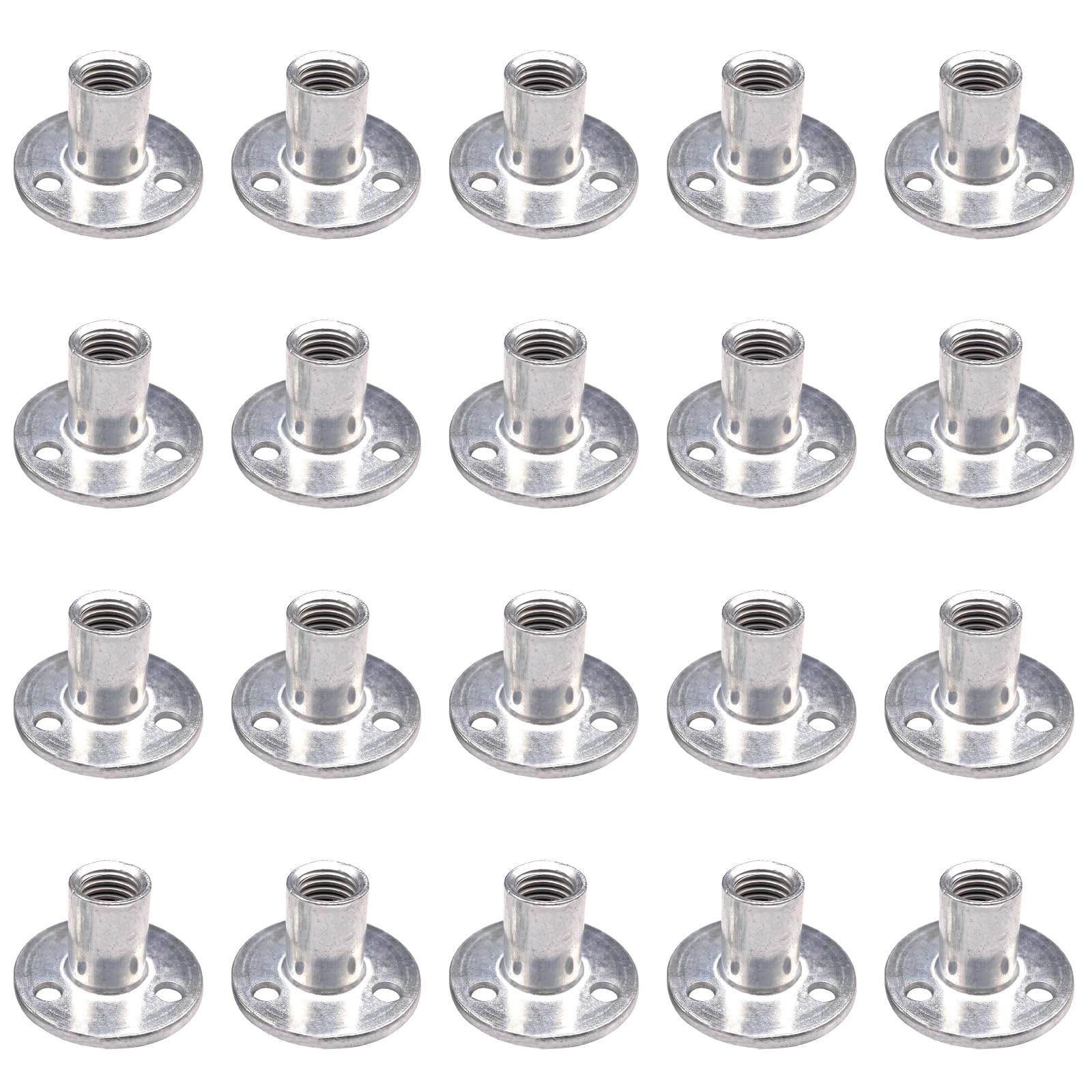 10PCS M12 Brad Hole Tee Nuts,Carbon Steel T-Nuts,Thread Insert Tee Nuts,Zinc Plated Round Base Screw-in Flange Nuts for Fixing Connection Furniture