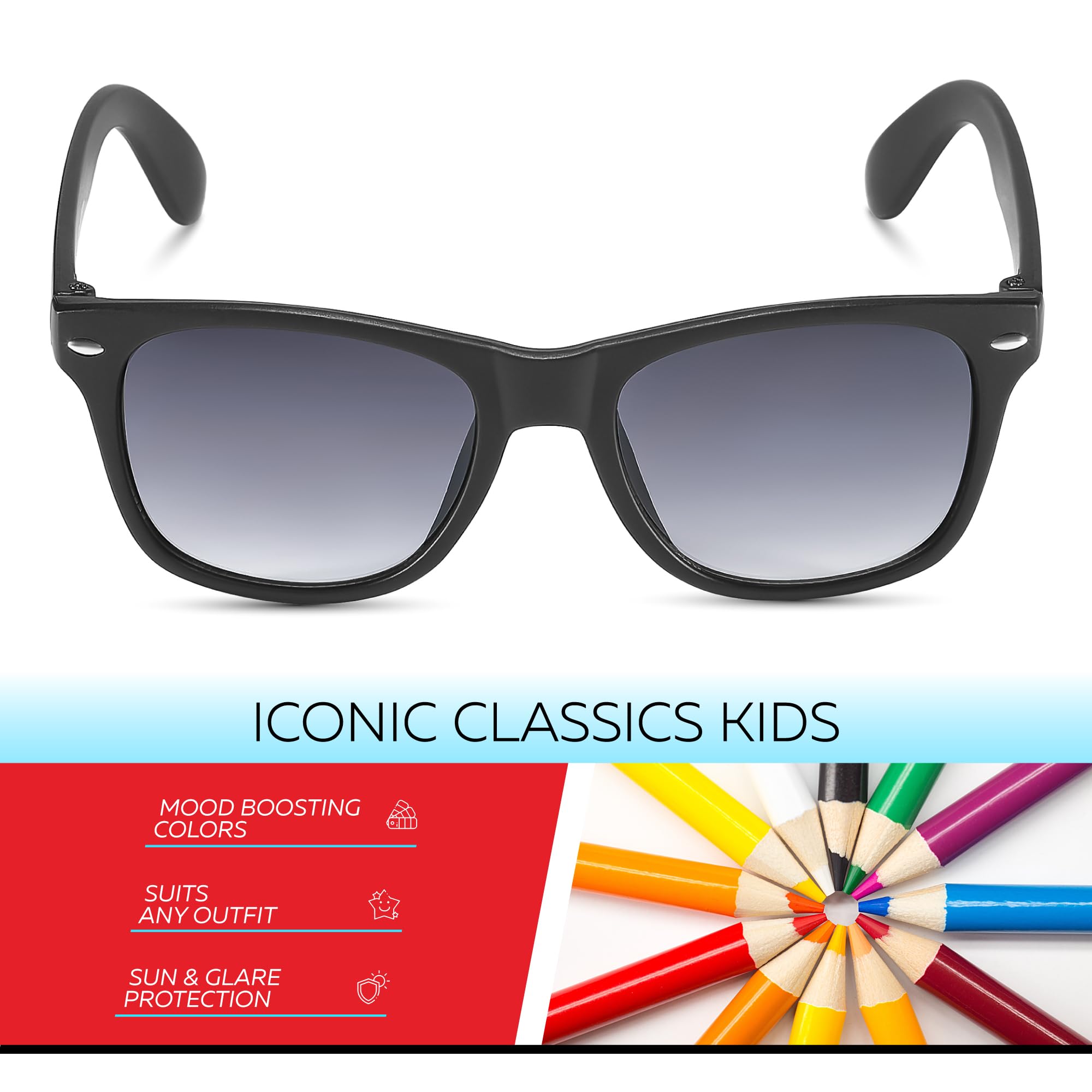 Retro Rewind Kids Sunglasses for Boys Girls Age 3-12 - Shatterproof UV400 Toddler Children Sun Glasses