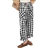 Acelitt Women Checkered Pants with Pockets, S-XXL