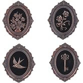 Vintage Wall Sculpture, Unique Antique Pediment,Gallery Wall Art, Hand Painted Wall Decoration Aesthetic Room Decor,Gold&Copper Wall Statue Ornament Decor Gallery for Kitchen Bedroom Living Room (4PC)