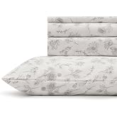 Linen Home 100% Cotton Printed Percale Sheet Set Queen Size Grey Botanical | 4 Piece Deep Pocket Floral Bedding, Crisp Cool &amp; Breathable, Fade-Resistant Design, Hotel Luxury, Long-Staple Combed Cotton