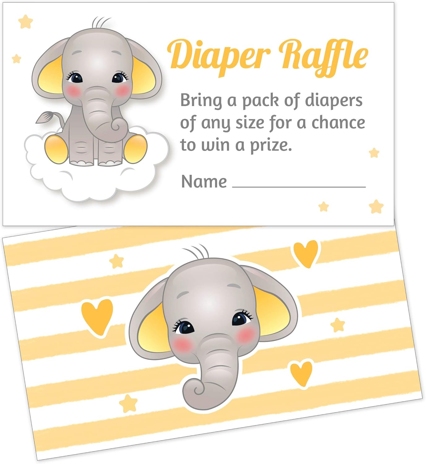 Amazon Com Yellow Elephant Diaper Raffle Tickets Boy Or Girl