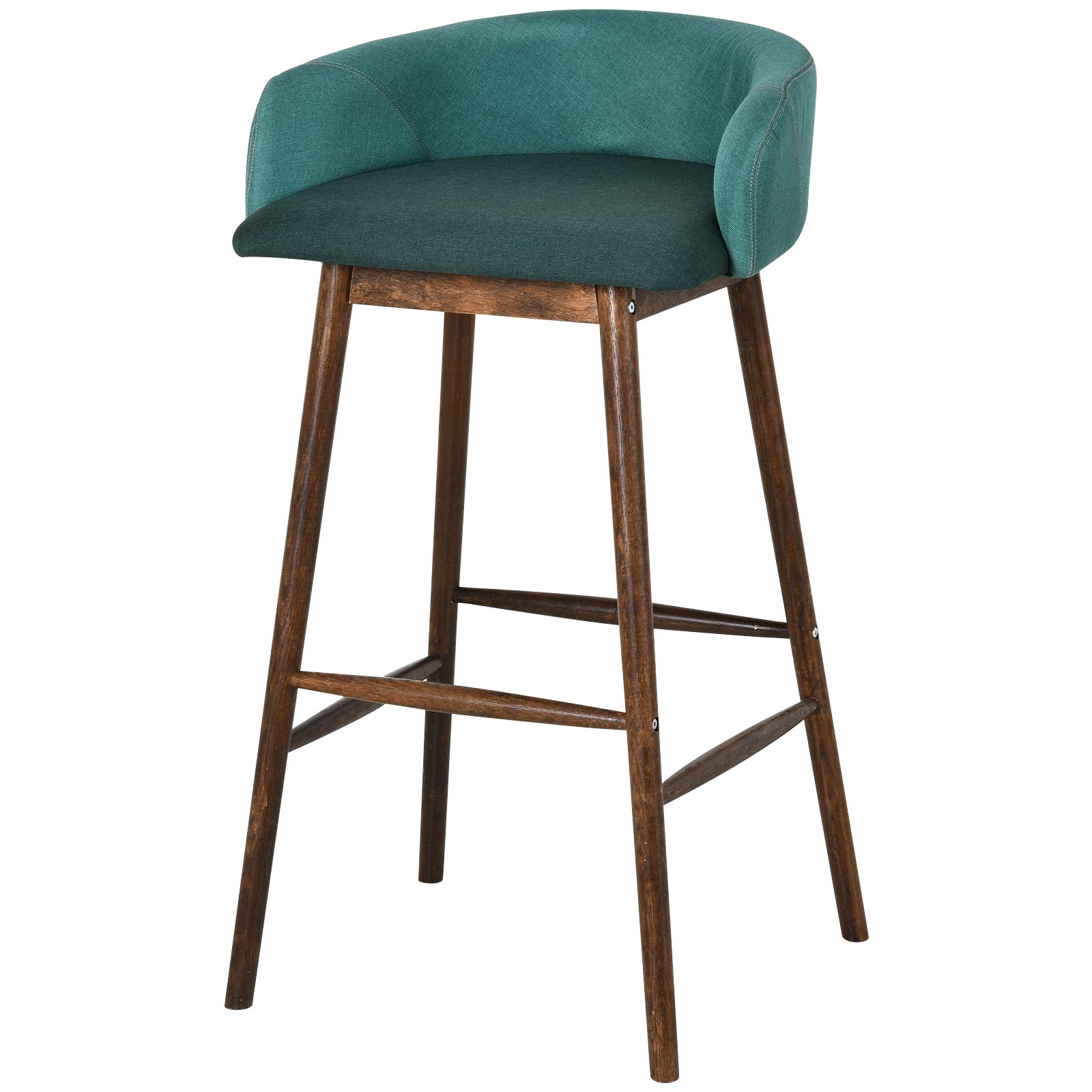 Homcom Fabric Dining Chair Pub Bar Stool Wooden Feet With Soft