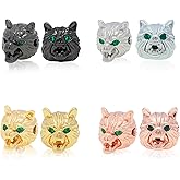 BAOYINGACC 8 PCS Wolf Bead Spacer Beads, Mixed Color Wolf Head Beads Brass Pave Zircon Connector Wolf Charms for Jewelry Making Bracelet Necklace DIY Crafts (Wolf-0.57x0.46 Inch)