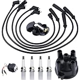 KELKONG 4G64 4G63 Forklift Tune Up Kit Compatible with Mitsubishi Engine | with Distributor Ignition Signal Generator Distributor Cap Distributor Ignition Wire Rotor Spark Plug Complete Kit 4g64 4g63