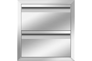 KODOM Outdoor Kitchen Drawers 14" W x 15" H x 23" D Inch Stainless Steel Flush Mount BBQ Double Drawers for Outdoor Kitchen Island, or Patio Grill Station