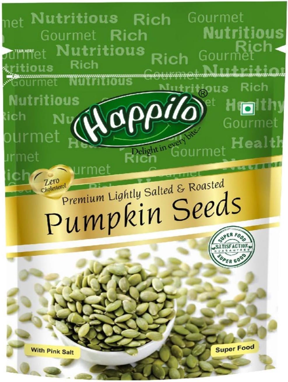 Happilo Premium Roasted and Lightly Salted Pumpkin Seeds, 200g (Pack of 2)
