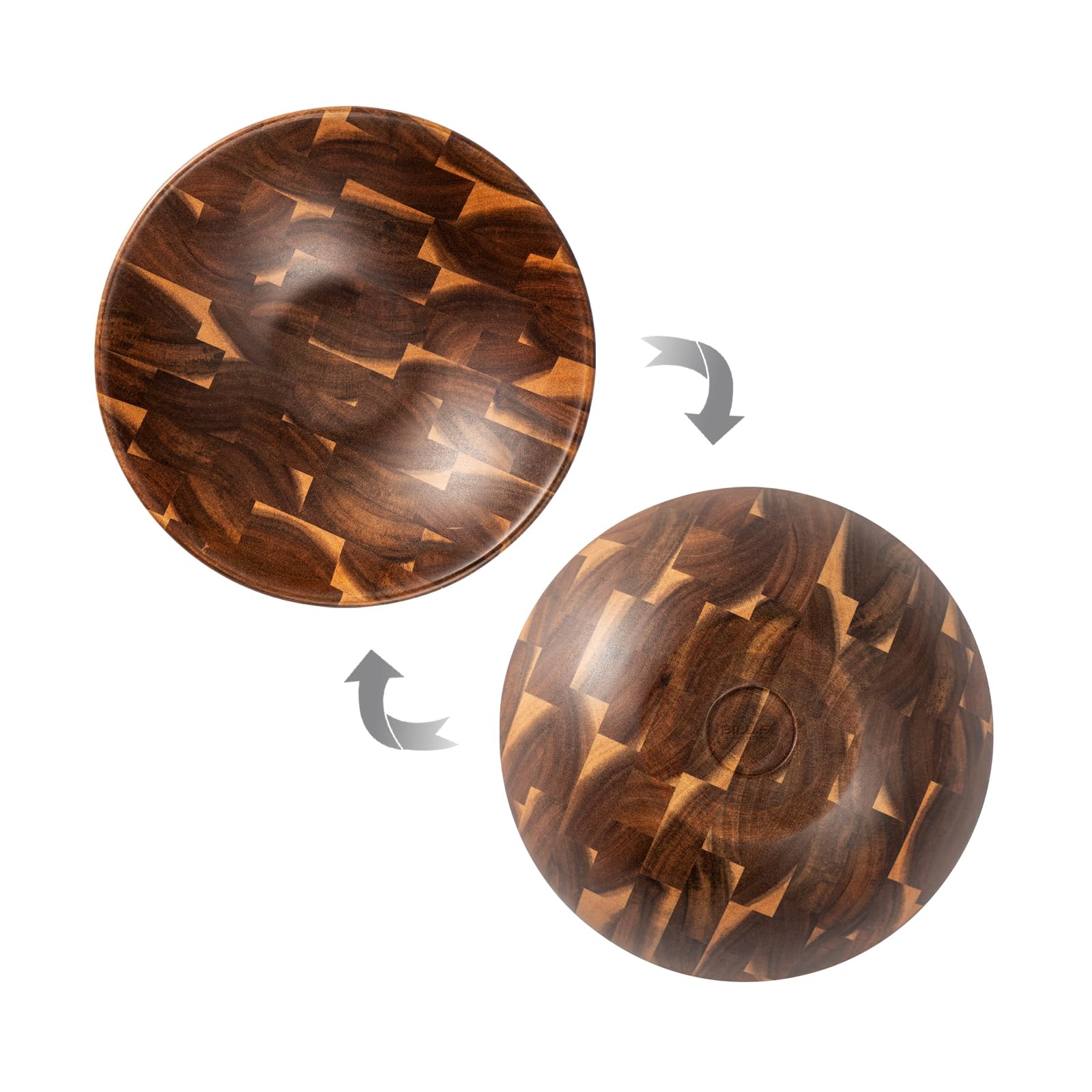 Bill.F Salatschüssel aus Holz, Salatschüssel-Set aus Akazienholz, Große Salat-Rührschüssel mit Servern, 3-teiliges Großes Salatschüssel-Set D30*10cm 7