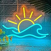Sunrise Sunset Neon Sign, Dimmable Sun Sea Wave LED Neon Light for Wall Decor, USB Powered Ocean Surf Neon Signs, Acrylic Sun Sign for Bedroom Living Room Bar Cafe Game Room Birthday Party Christmas