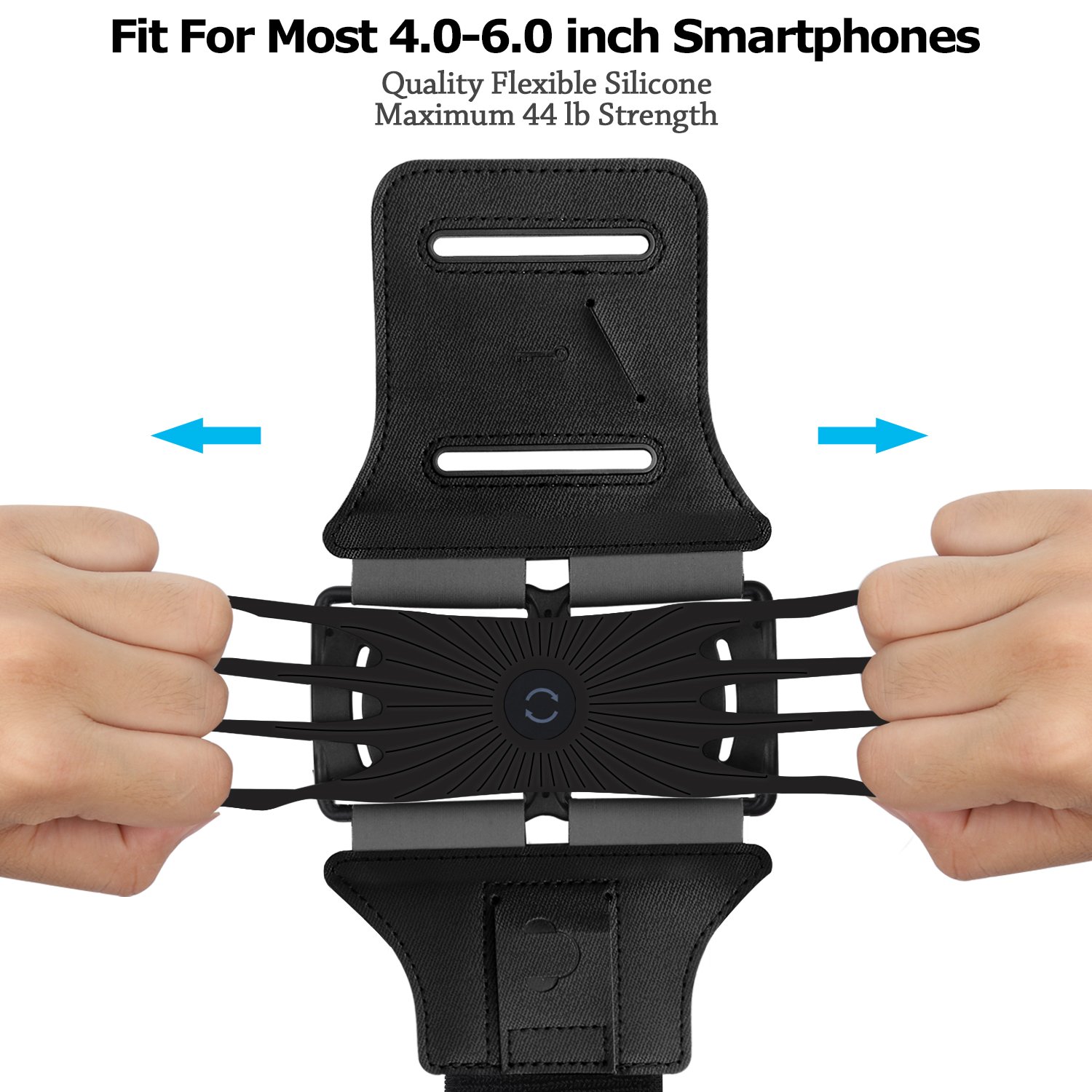 Simptech Running Phone Armband for iPhone X / 8/7 / 6 / 6S Plus, Galaxy S8 / S7 /S7 Edge,180°Rotatable Design with Key Holder Ideal for Gym Workout Jogging Hiking