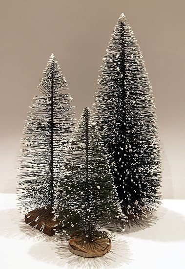 Tanne Weihnachts-Baum mit Schnee 3er Set 12/16/20 cm Krippenstall Krippenzubehör