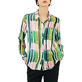 Women's 100% Pure Silk Blouse Long Sleeve Button Down Shirt Spring Summer Elegant Floral Striped Tops Women Smooth Blouses