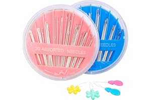 Hekisn 60-Pack Premium Hand Sewing Needles Set, 6 Sizes Embroidery Needles Kit with Threaders, Assorted Large Eye Sewing Needles for Repair, DIY, Art & Craft Projects(Blue&Pink)