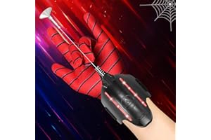 FLUSTIME Spider Web Shooter 3.0 - Upgraded LED Dual Mode Spider Web Launcher Toy with Magnetic & Suction Cup Tips, Standard & LED Light-Up, Instant Retract Button, Ultimate Superhero Gift (Black-LED)