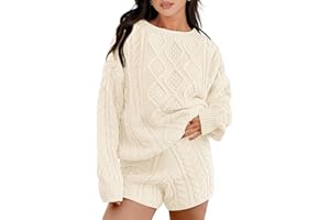 ANRABESS Women 2 Piece Outfits Sweater Lounge Loungewear Sets 2025 Winter Cable Knit Oversized Sweaters Shorts Matching Sets