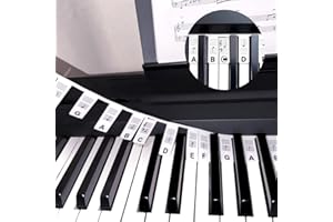 Litave 88 Key Piano Keyboard Note Labels, Black Removable Silicone Key Labels for Beginners, Easy-to-Clean, Reusable Music Notes Guide with Box - No Stickers Required
